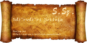 Sárvári Szilvia névjegykártya