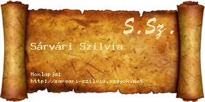 Sárvári Szilvia névjegykártya